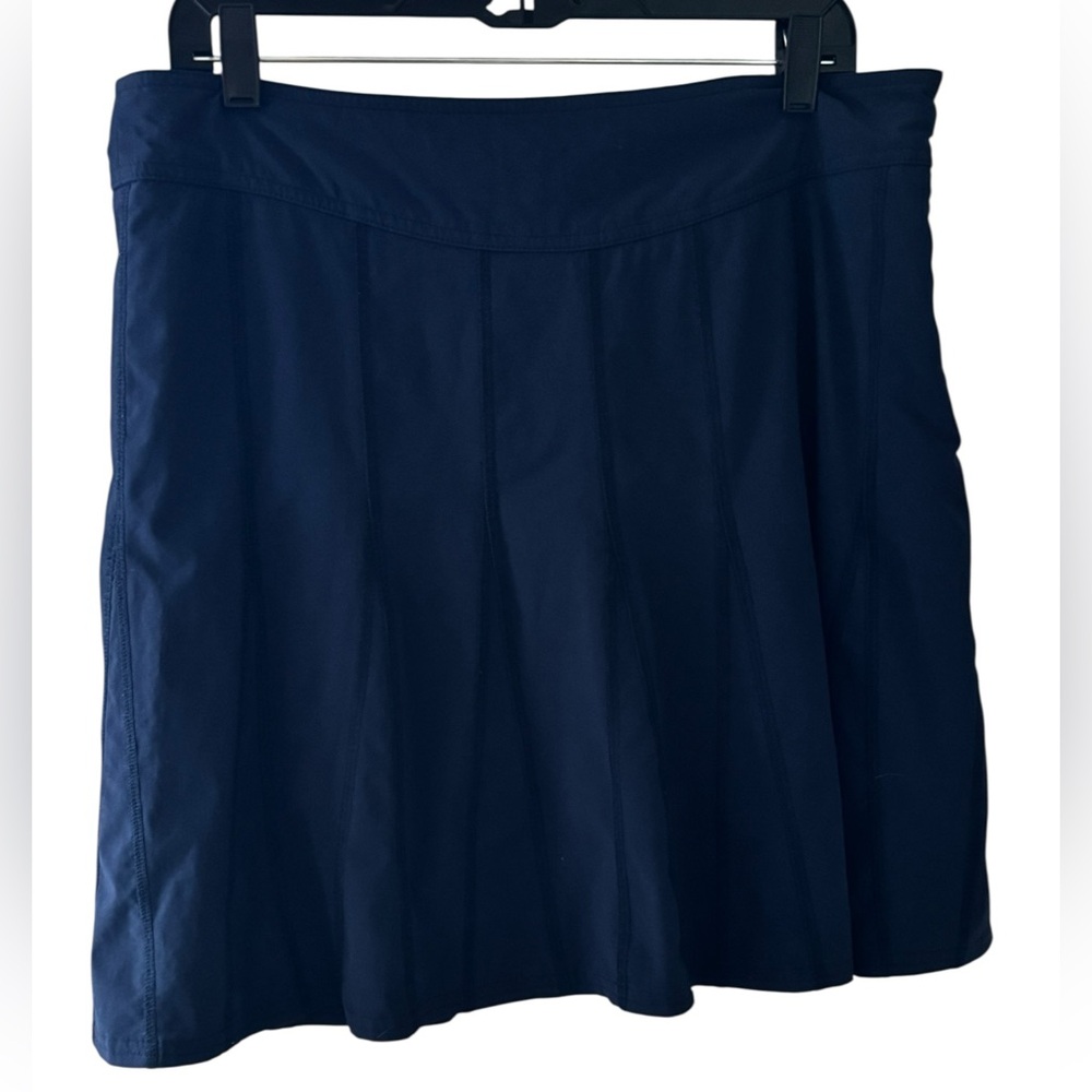 Athleta Deep Blue Skort embroidered pleats Sz 12 sporty tennis